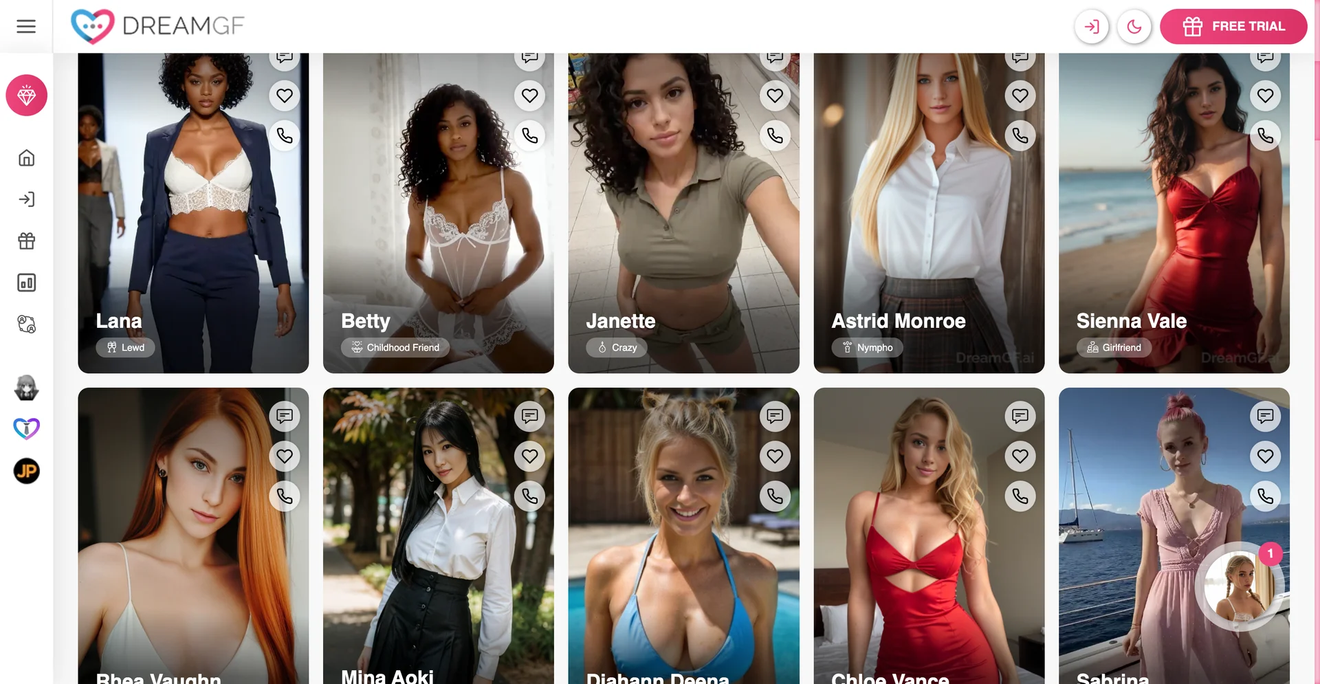 Interface DreamGF.ai