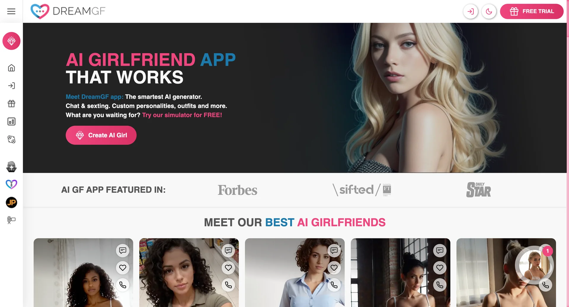 Capture d'écran de DreamGF.ai