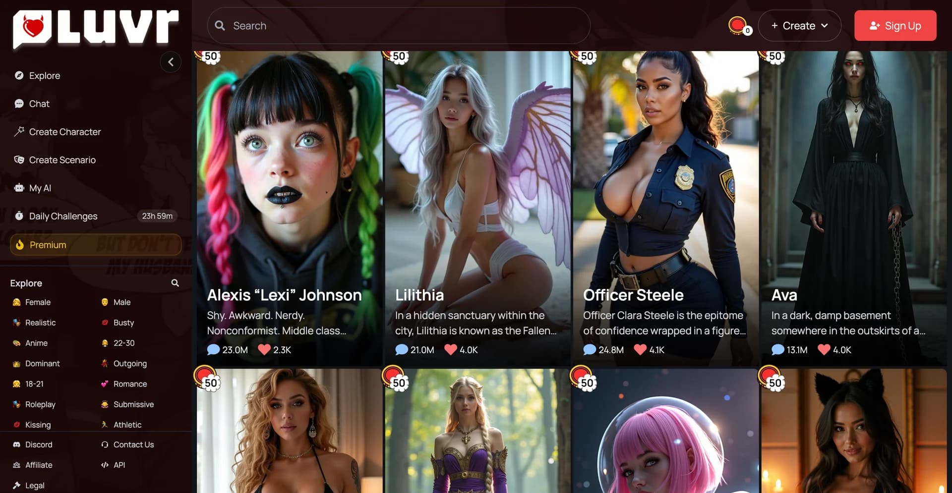 Interface Luvr.ai